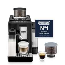 De'Longhi Rivelia - Perfetto Automatic Coffee Machine with LatteCrema Automatic Milk Frothing. 16 One-Touch Drinks. Colour Touch Display. Interchangeable Hoppers. Black (EXAM440.55.B)