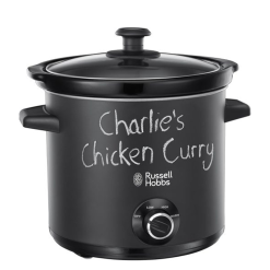 Russell Hobbs Chalkboard 3.5L Electric Slow Cooker - Cooks upto 4 portions. 3 heat settings. high/low/keep warm. Removable ceramic pot for easy cleaning. Glass lid. Energy saving. 200W. 24180