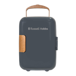 Russell Hobbs RH4CLR1001SCG 4L/6 Can Mini Portable Cooler & Warmer for Drinks. Cosmetics/Makeup/Skincare. AC/DC Power. Scandi Style. Grey & Wood Effect. For Bedroom. Home. Caravan. Car