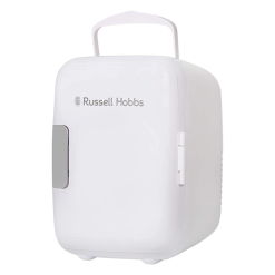 Russell Hobbs RH4CLR1001 4L/6 Can Portable Mini Cooler & Warmer for Drinks. Cosmetics/Makeup/Skincare. AC/DC Power. Retro Style. White. For Bedroom. Home. Caravan. Car