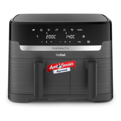 Tefal Easy Fry Dual Zone Digital Air Fryer. 2 Drawers. 8.3L. 8in1. Air Fry. Extra Crisp. Roast. Bake. Reheat. Dehydrate. 6 Portions. Non-Stick. Dishwasher Safe Baskets. Coal Grey - EY901HG0