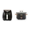 Tower T17021 Family Size Air Fryer with Rapid Air Circulation. 60-Minute Timer. 4.3L. 1500W. Black & T16042BLK Cavaletto 3.5 Litre Slow Cooker with 3 Heat Settings. Pot and Handles.Black and Rose Gold