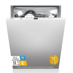 COMFEE' KWH-BD1215P-W Fully Integrated Dishwasher with 12 Place Settings. Cloud Wash. Extra Drying. Built-in Dishwasher with Delay Start. Quick Wash - White