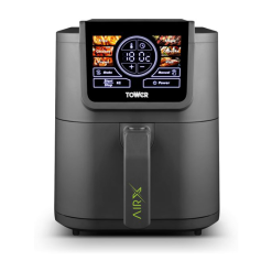 Tower T17166 AIRX 5L Digital Single Basket Air Fryer with A.I & Vortx Technology. 6 Cooking Pre-sets. Space Saving Design. 60 Minute Timer. 1500W. Grey