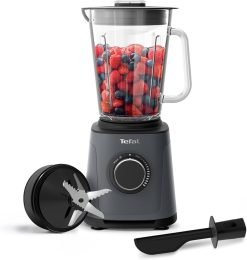 Tefal PerfectMix High-Speed Blender. 1200W. 2L Glass Jug. Powelix Technology. Removable Blades. Ideal for Smoothies. Soups. Sauces & Dips. Grey. BL771BG0