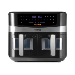 Tower. T17100. Vortx Vizion 9L Dual Basket Air Fryer with Digital control panel & 10 One-touch Pre-sets. Black