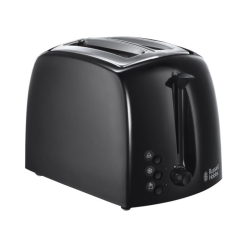 Russell Hobbs Textures 2 Slice Toaster (Extra Wide Slots. 6 Browning levels. Frozen. cancel & reheat function with indicator lights. Removable crumb tray. 850W. Black matt & high gloss finish) 21641