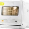 COMFEE' Table Top Dishwasher. Mini Countertop Dishwasher with 6+3 Programs. Steam Wash. Baby Care & Fruit Wash. No plumbing. Delay Start. 72H Storage - White