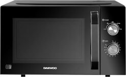 Daewoo 800W. 23L Microwave | Manual 35 Minute Timer | 5 Power Settings | Auto Defrost Function | Glass Turntable and Windowed Door |- Black