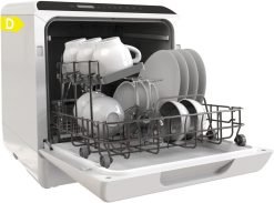 Hermitlux Table Top Dishwasher for 5 Place Settings (5L Tank). Countertop Dishwasher with 6 Programmes Including 360° Spray Arms | Hot - Air Drying | Energy Class D | No Installation