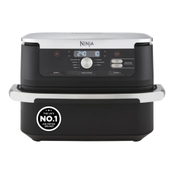Ninja Foodi FlexDrawer Air Fryer. Dual Zone with Removable Divider. Large 10.4L Drawer. 7-in-1. Air-Fryer Uses No Oil. Air Fry. Roast. Bake. Max Crisp. Non-Stick Dishwasher Safe Parts. Black AF500UK