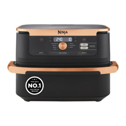 Ninja Foodi FlexDrawer Air Fryer. Dual Zone with Removable Divider. Large 10.4L Drawer. 7-in-1. Air-Fryer. Air Fry. Roast. Bake. Crisp. Non-Stick Dishwasher Safe Parts. Black and Copper. AF500UKCP