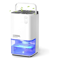 EasyAcc® 1200ml Electric Dehumidifier with Ultra Quiet & Auto Shut off 7 Colorful LED Portable Mini Dehumidifier for Wardrobe. Bathroom. Closet. RV. Bedroom. Garage - White
