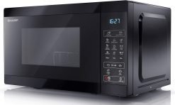 SHARP YC-MG02U-B Compact 20 Litre 800W Digital Microwave with 1000W Grill. 11 power levels. ECO Mode. defrost function. LED cavity light - Black