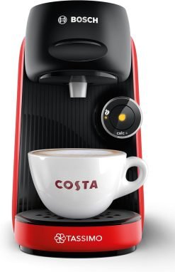 Tassimo by Bosch Finesse Friendly Pod Coffee Machine in Red TAS163EGB with INTELLIBREW and IntensityBoost. Compatible with 50 Different Beverages
