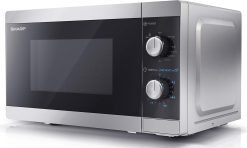 SHARP YC-MG01U-S Compact 20 Litre 800W Manual control Microwave with 1000W Grill. 5 power levels. defrost function. LED cavity light - Silver