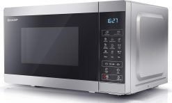 SHARP YC-MG02U-S Compact 20 Litre 800W Digital Microwave with 1000W Grill. 11 power levels. ECO Mode. defrost function. LED cavity light - Silver
