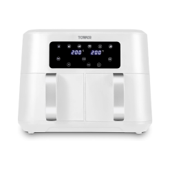 Tower T17137WHT Vortx 8.5L Dual Basket Air Fryer with Dual Cook Function. 2400W. White & Chrome