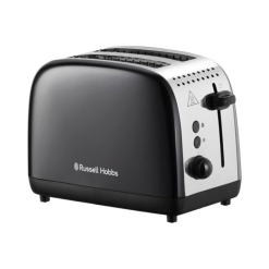 Russell Hobbs 2 Slice Lift & Look Toaster (Longer slots. 6 Browning levels. Defrost/Reheat/Cancel function. Removable Crumb Tray. 1670W. Black & Stainless Steel Gloss finish) 26550